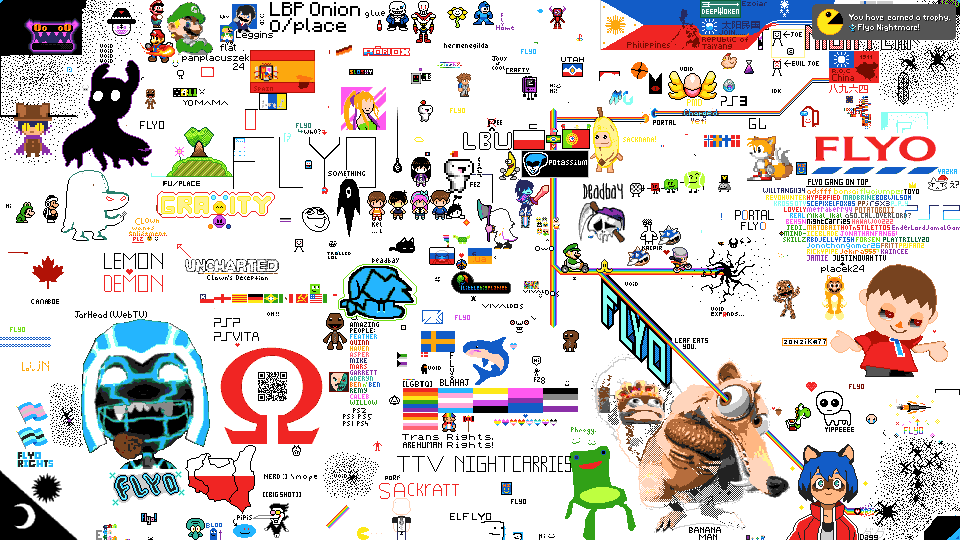Canvas of u/place in the state of when the experiment was concluded.